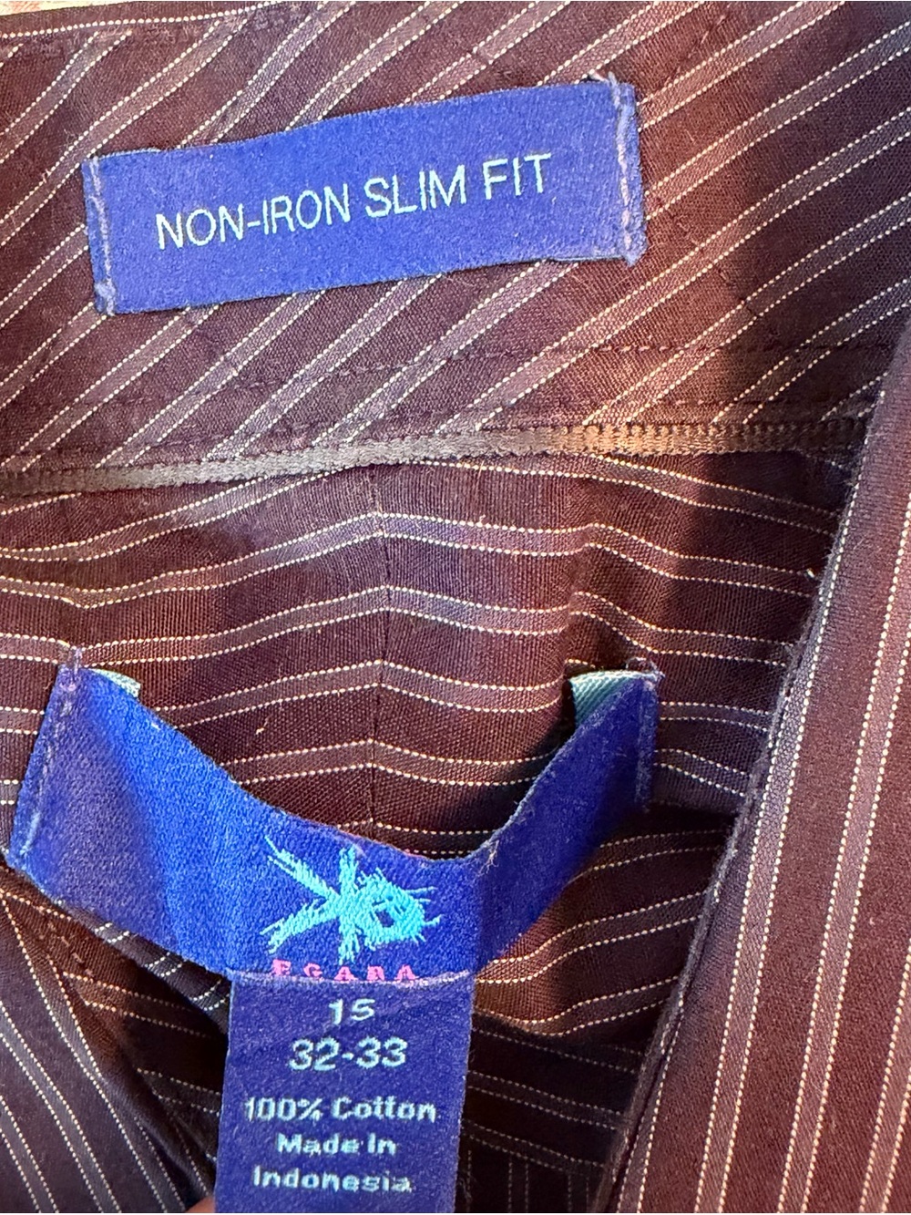 Men's Black and Navy Pinstripe Dress Shirt - Picture 4 of 4